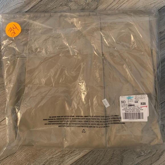 NWT LANDS' END UNIFORM MEN'S PERFECT FIT CHINO PANTS KHAKI 33 UNHEMMED & 33X30 - Picture 8 of 15